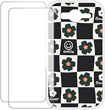 Compatible with Samsung Galaxy Grand Duos i9082 Case Colorful Custom Cover with 2 Pack Tempered Glass Screen Protectors - Shockproof Scratch-Resistant (Flower Plaid)