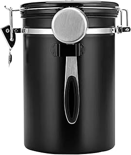 Walktosun Coffee Canister Airtight Storage Container Stainless Steel Coffee Jar with Scoop,Date Tracker CO2 Release Valve for Dry Food Beans Ground Tea Flour Cereal and Sugar