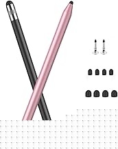 3 in 1 Stylus Pens for Touch Screens, High Sensitivity & Precision Capacitive Stylus for Apple iPad iPhone Tablets Samsung Galaxy All Universal Touchscreen Devices (2 Pack-Black/Rose Gold)