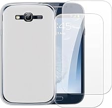 Case with 2 Pack Screen Protector Combo Compatible with Samsung Galaxy Grand Duos i9082, Shockproof Cover and Tempered Glass Set for Full Body Safety(White)
