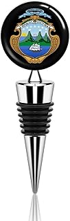 Coat of Arms of Costa Rica Decorative Wine Bottle Stopper Beverage Plug with Silicone Reusable Wine Corks for Kitchen Holiday Party