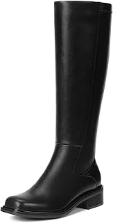 Black Knee High Boots for Women - Low Heel Square Toe Fall Tall Boots with Side Zipper