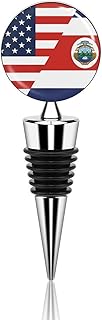U.S. Costa Rica Flag Decorative Wine Bottle Stopper Beverage Plug with Silicone Reusable Wine Corks for Kitchen Holiday Party