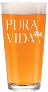 16 oz Beer Pint Glass Gift Pura Vida Costa Rica