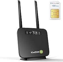 KiwiSIM 4G LTE Portable WiFi Router - WAN & LAN Ports, 1GB Data Card, 300Mbps WiFi Mobile Hotspot, Compatible with Verizon/AT&T/T-Mobile, Ideal for Home/RV/Office/Camping