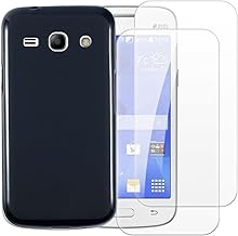 Case with 2 Pack Screen Protector Combo Compatible with Samsung Galaxy Star Advance, Shockproof Cover and Tempered Glass Set for Full Body Safety(Black)
