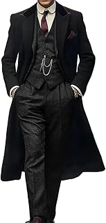 Men's 3 Pieces Tweed Plaid Suit Blazer Vest Pants 2026 Herringbone Suits for Men
