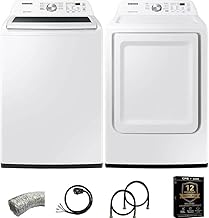 WA44A320KIT1 White Top Load High-Efficiency Smart Washer and Dryer Pair 4.5 Cu Ft Washer 7.4 Cu Ft Electric Dr