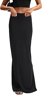 Women's High Waist Elastic Flare Sexy Bodycon Basic Slim Maxi Skirt