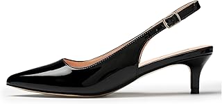 Low Kitten Heels Women's Slingback Dressy Pumps Pointed Closed Toe Ankle Strap Elegant Wedding Pumps Formal Comfortable Shoes