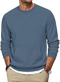 Men's Crewneck Sweatshirts Cotton Soild Casual Pullover Shirt Long Sleeve with Pockets 2026 New X Decoration