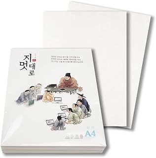 [100 Sheets] Yeonmu-ji/White Light-Weight Thin Hanji A4 with Natural Fiber Texture for Copy, Calligraphy, Drawing, Printing/Korean Traditional Mulberry Paper / 8.3x11.7 inch, 48gsm (White)