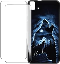 Compatible with BQ Aquaris E5 Case Colorful Custom Cover with 2 Pack Tempered Glass Screen Protectors - Shockproof Scratch-Resistant (Wolf 2)