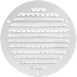 White Metal 6'' Inch Round Ventilation Grille - Inside/Outside use - (Grille: 6''Ø/Cover Area: 7.25''Ø) - Air Vent Louver - Available 4 Sizes / 2 Types / 1 Color.