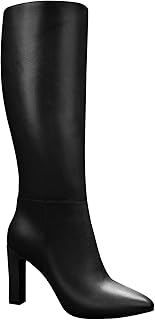 Knee High Boots for Women - Long Elastic Faux Leather Tall Boots for Women Mid Block Heel Pointed Toe with Side Zipper Fall Winter