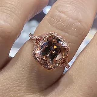 Rose Gold Color Champagne Cubic Zirconia Engagement Ring for Female