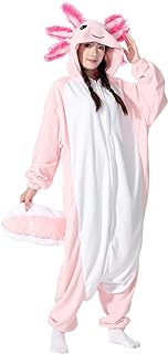 Adult Onesie Axolotl Costume Pajamas Unisex Cosplay Animal Sleepwear Halloween Jumpsuit Gifts for Men Women