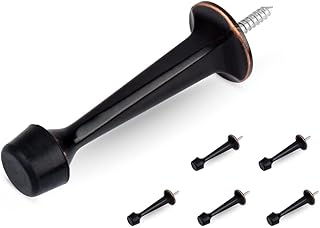 HOMOTEK 6 Pack Heavy Duty Solid Rigid Door Stop with Soft Rubber Tip, Zinc Die Cast Door Stopper Protect Wall & Door, Oil Rubbed Bronze