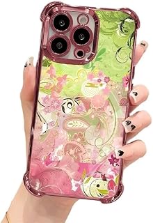 Abstract Floral Art Phone Case for iPhone 17 Pro Max to 12 – Retro Artistic Gift, Colorful Swirl Vintage Pattern Shockproof Cover (Pink-1, iPhone 12)