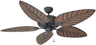 Design House 154104 Martinique 52-Inch Decorative Indoor/Outdoor Ceiling Fan with Leaf Blades, Oil Rubbed Bronze