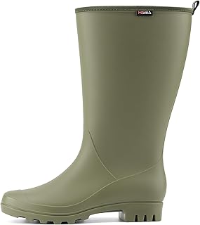 Wide Calf Rubber Boots Tall Rain Boots Seamless Matte Surface Waterproof PVC Rainboots for Women Gardening Farming Walking Dogs Women's Rain Footwear
