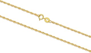 14k Yellow Gold 0.8mm-1.5mm Thin Gold Chain Necklace with Spring Clasp, Cable Chain/Cuban Link Curb Chain/Rope Chain/Rolo Chain/Round Chopin Chain Necklace, Durable Real 14k Gold Chain Necklace for Women