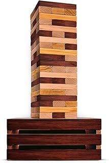 Games - Reclaimed Giant Tower Game (Weather Resistant) 60 Blocks + Storage Crate/Outdoor Game Table | Stacks up to 5ft | Giant Outdoor Tower for Adults | Large Yard Activity | Jumbo Lawn Fun