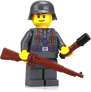 1.6 Inches Tall German Kar98 WW2 Soldier Custom Minifigure | Printed in The USA | Genuine Military Minifig | Great Gift for Ages 8+ to Adult AFOL