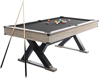 7FT Pool Table with k-Leg Design, 84 l x 46 w x 32 h Inch, Complete Billiard Set with 2 Cues, Balls, Triangle, Chalk & Brush, Ideal for Home, Basement, Game Room, Office or Living Spaces
