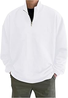 Men's Hoodless Sweatshirt Autumn Winter Fashion Casual Loose Oversize Zipper Solid Color Stand Pullover Sweater