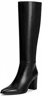 3.35-inch Pointed Toe Knee High Boots for Women, Chunky Block Heel Tall Boots for Women with Side Zipper, Long Fall Winter Boot 2025