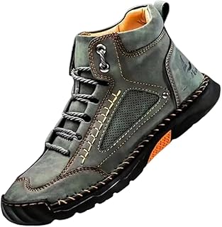 2026 Upgrade Mens Handmade Leather Boots, Waterproof Wide Toe Casual Footwear, Lightweight Breathable Outdoor Walking Shoes With Arch Support, Non Slip Durable Boots For Work Hiking Daily Use