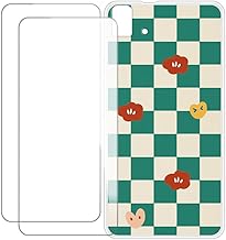 Compatible with BQ Aquaris E5 Case Colorful Custom Cover with 2 Pack Tempered Glass Screen Protectors - Shockproof Scratch-Resistant (Green Plaid)