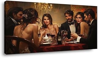 ZESTRILIA Elegant Dinner Party Canvas Wall Art for Living Room Office Classic Contemporary Elegant Canvas Artwork Dining Room Decor