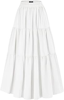 Tiered Maxi Skirts for Women 2026 Summer Beach Flowy Renaissance Long Skirt with Pockets