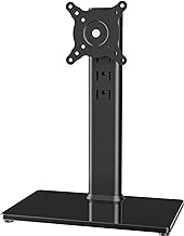 Single LCD Computer Monitor Free-Standing Desk Stand Mount Riser for 13 inch to 32 inch screen with Swivel, Height Adjustable, Rotation, Vesa Base Stand Holds One (1) Screen up to 77Lbs(HT05B-001))