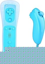 Lyyes Wii Remote Controller with Nunchuck, Silicon Case and Strap for Wii U (Blue)