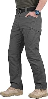 Men's Work Cargo Pants Tactical Hiking Casual Water Resistant Ripstop Trousers for Outdoor with 6 Pockets(No Belt)