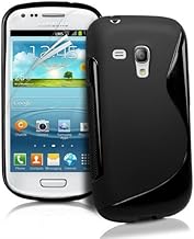 Galaxy S3 Mini Case - Black S-Line Silicone Gel Back Cover for Samsung Galaxy S3 Mini, Screen Protector Included