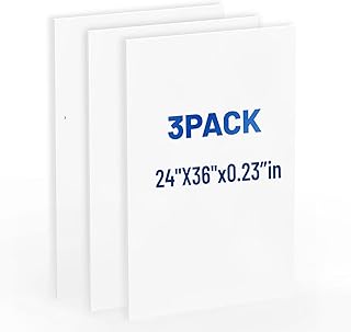 Foam Board 24 x 36 in, 3/16" (5mm) - 3 Pack, White Poster Board, Double Sided Sign Board Foam Board for Mounting, Crafts, Paintings, Art, Display.