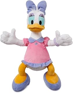 Disney Store Official Daisy Duck Medium Soft Toy for Kids, Cuddly Character with Fuzzy Texture and Embroidered Details in Pink and Purple Dress, Disney Plushy Suitable for All Ages