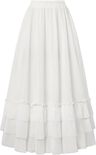 Maxi Skirts for Women Long Renaissance Skirt Flowy Ruffle Tiered Skirt