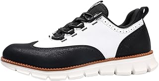 Men's Black & White Wingtip Leather Casual Walking Sneakers
