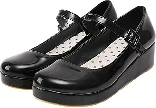 Womens Mary Jane Wedge Platform Shoes Patent Leather Ankle Strap Pumps Sweet Shoes