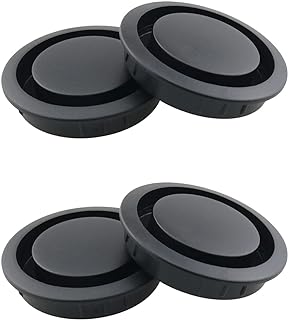 HJGarden 4PCS 50mm/2" Round Plastic Air Vent Ventilation Furniture Cabinet Closet Invisible Grille Cover Diffuser Ventilation Hole, Black