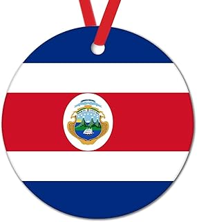 Costa Rica Christmas Decor Costa Rica National Flag Ornament for Christmas Tree Decor City Souvenir Gift Round Ceramic Xmas Tree Hanging Pendant Keepsake to Dad Mom