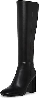 Knee High Boots for Women Round Toe Chunky Heel Tall Leather Boots Side Zipper Comfortable Fashion Long Shoes