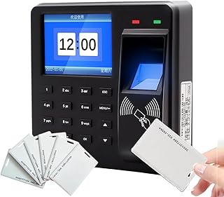 Access Control Time Attendance Machine Fingerprint Recognition/Password/Card Time Clock Employee Check-in Recorder with 10PCS Thick Card