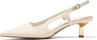 Womens Low Kitten Heels Slingback Pumps Closed Pointed Toe Buckle Party Work Dress Shoes