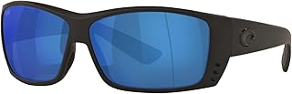 Sunglasses for Men Cat Cay Mens Polarized Sunglasses - UV Protection - Fishing, Boating & Beach - Size 61 - Blackout/Blue Mirror 580P